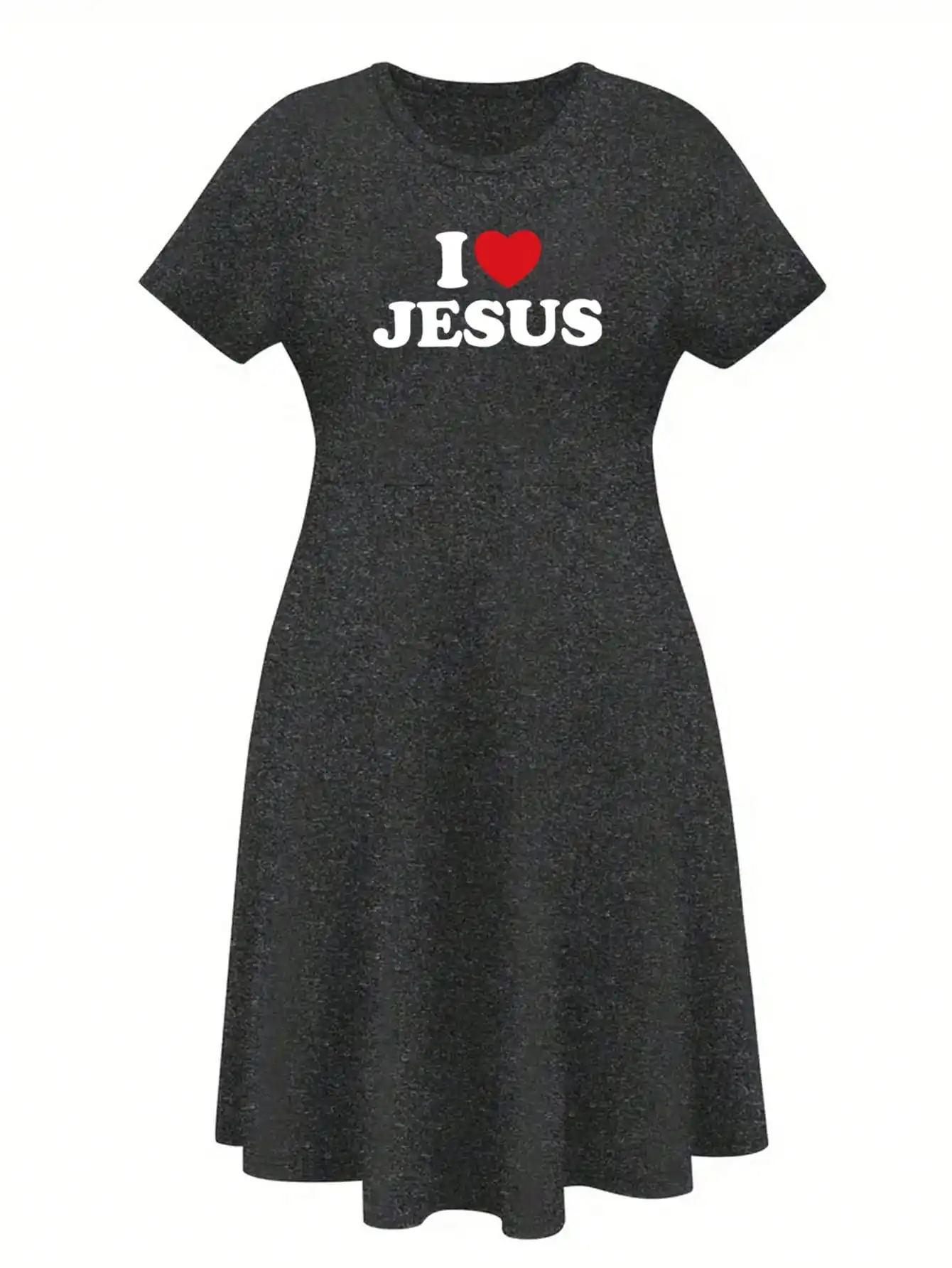Casual Short Sleeve Heather Grey Christian Faith Skater Dress for Women S95c3f40424564d37971e202059d07deed