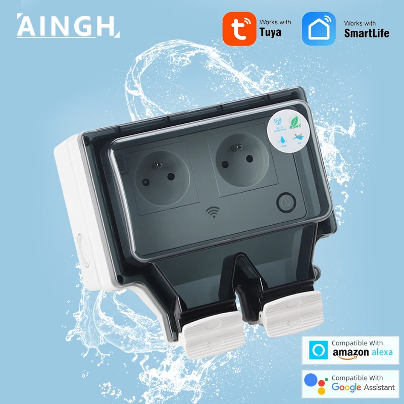 

Aingh Waterproof Outdoor Plug IP66 Smart Wifi Home Socket Electrical Power French Wall Timer 220 V Bathroom Outlet Tuya Multiple