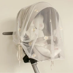 Mosquitoes Net Baby Stroller Cover Gauze Sunshade Windshield Sunscreen Curtain Breathable Mesh Breathable Gauze Embroidery