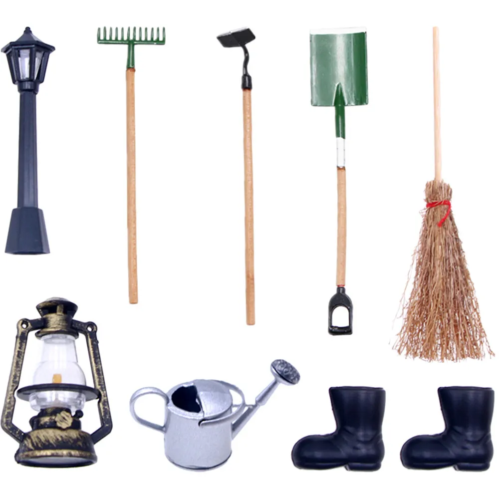 1 세트 미니어처 원예 도구 세트 현실적인 상세한 어린이 실습 학습 키트 인형 집을 위한 마이크로 풍경 DIY 액세서리