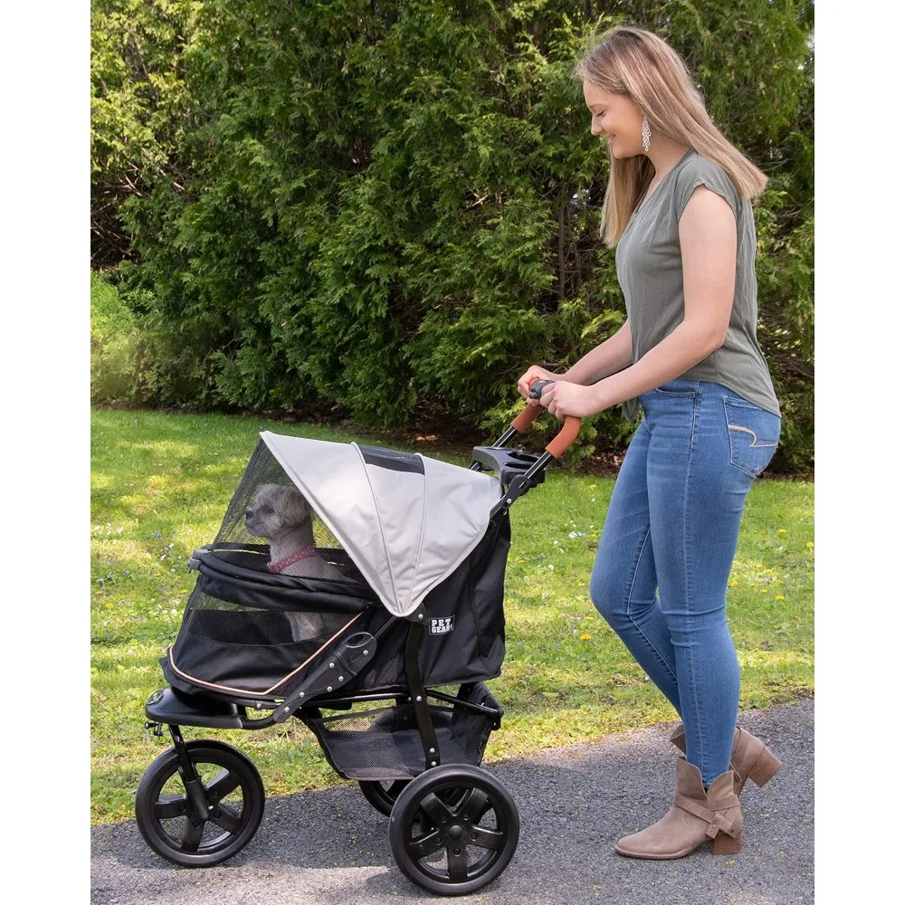 Pet Gear No-Zip AT3 Pet Stroller for Cats/Dogs, Zipperless Entry, Easy One-Hand Fold, Jogging Tires, Removable Liner, Cup