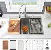 Stainless Steel Kitchen Sink 33x19 Drop In Workstation Sink 16 Gauge 10 Inch Dee 1