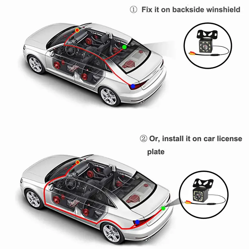 Car Rearview Camera HDWide Angle Rear View Video Vehicle Camera Backup Reverse Camera 12/4/8LED Night Vision Parking Camera