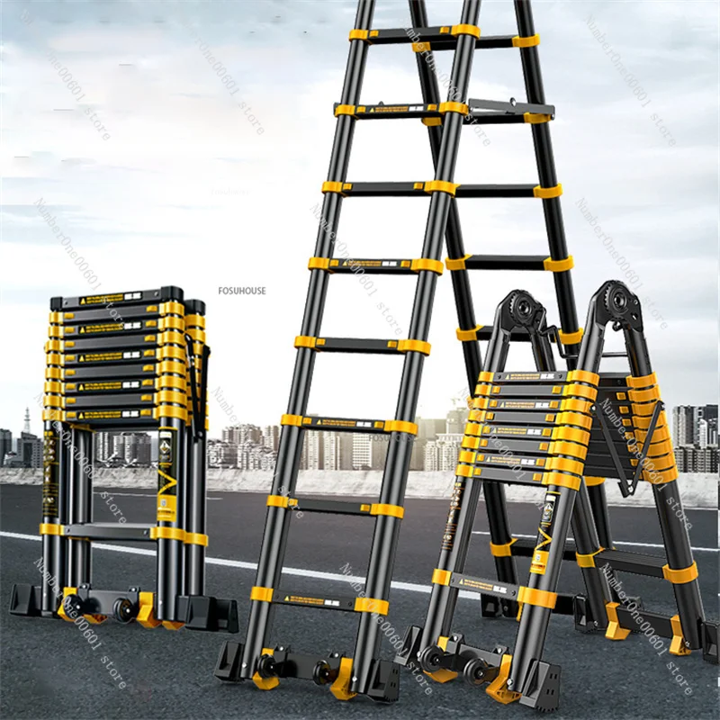 

Thickened Aluminum Telescopic Ladder for Home Furniture Folding Herringbone Ladder Multifunctional Portable Engineering Ladder A