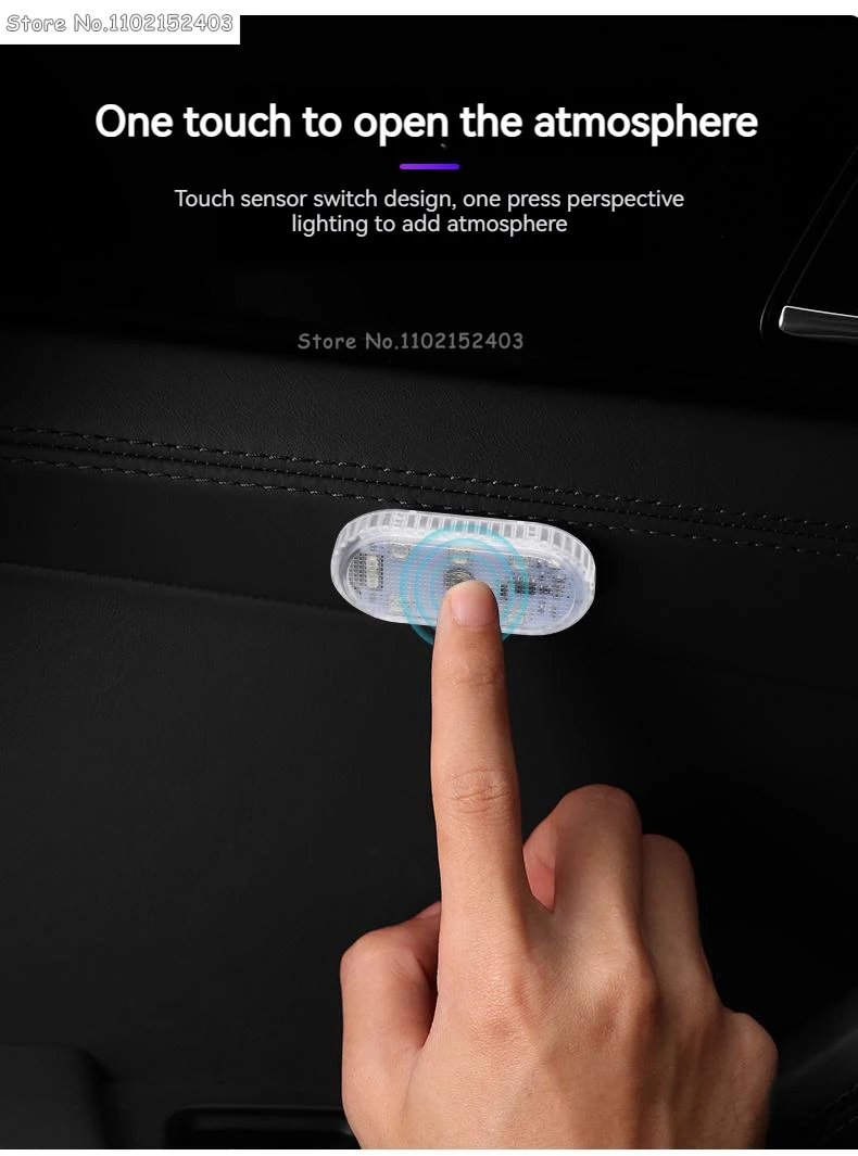Car Interior LED Sensor Light USB Rechargeable Touch Switch 1Pcs