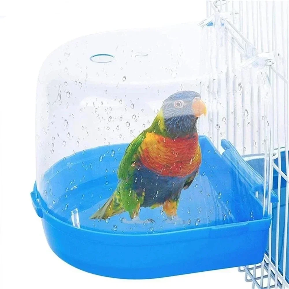 Bird Bath Hanging Cube Parrots Bathtub for Little Bird Canary Budgerigar Cockatiel Lovebird