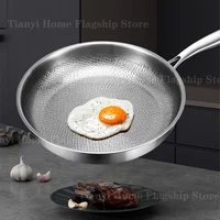 Poêle à frire en acier inoxydable titane 22/24/26/28/30 cm, antiadhésive, wok, poêle à œufs, poêle à steak, cuisinière à induction, cuisinière à gaz, ustensiles de cuisine 6