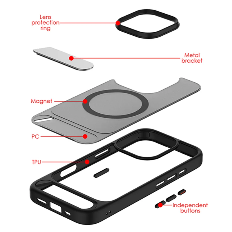 Sleek Frosted Matte Wireless Charging Metal Bracket Phone Case