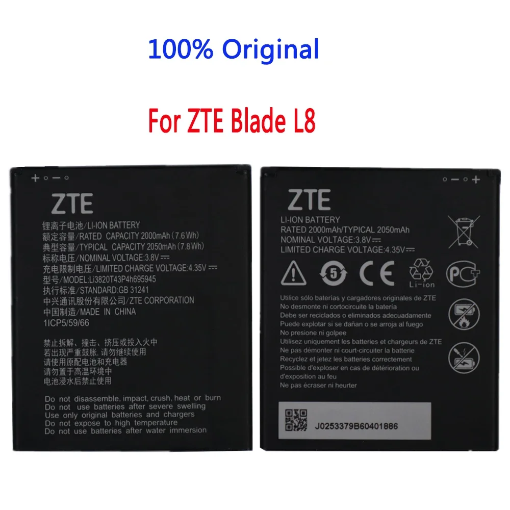 

100% Новый оригинальный аккумулятор для ZTE Blade L8 Li3820T43P4h695945 2050 мАч для ZTE Blade A3 2019 высококачественные батареи