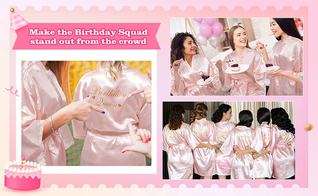 104242-662307.jpg 6 pièces Robes d'escouade d'anniversaire pour femmes fête d'anniversaire reine Spa peignoir Kimono Spa Robe pyjama Robes de fête Robe soyeuse