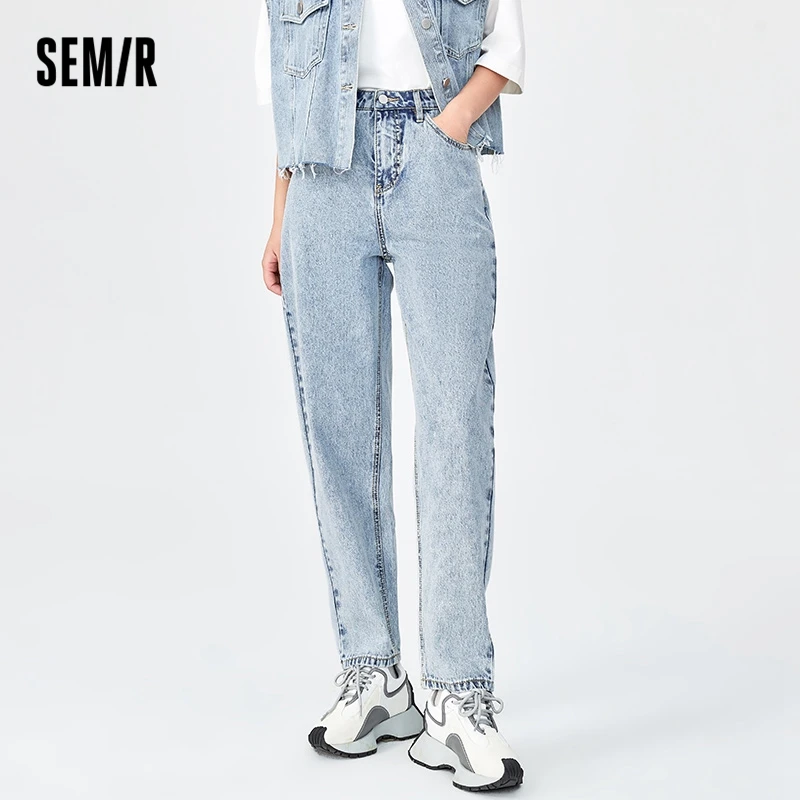 

Semir Jeans Women Design Tapered Pants Personality Spring 2023 New Cotton Distressed Raw Edge Cropped Pants Hong Kong Style