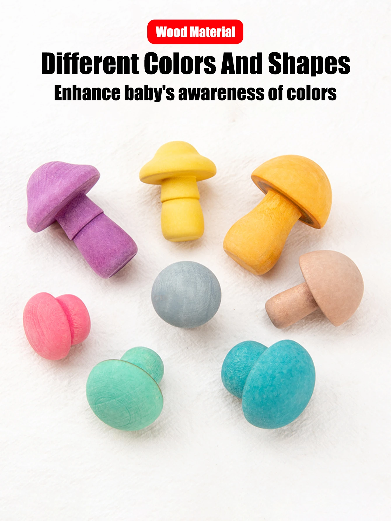 9pcs children's early education toys with color and shape matching, mushroom picking exercises, eye and hand coordination