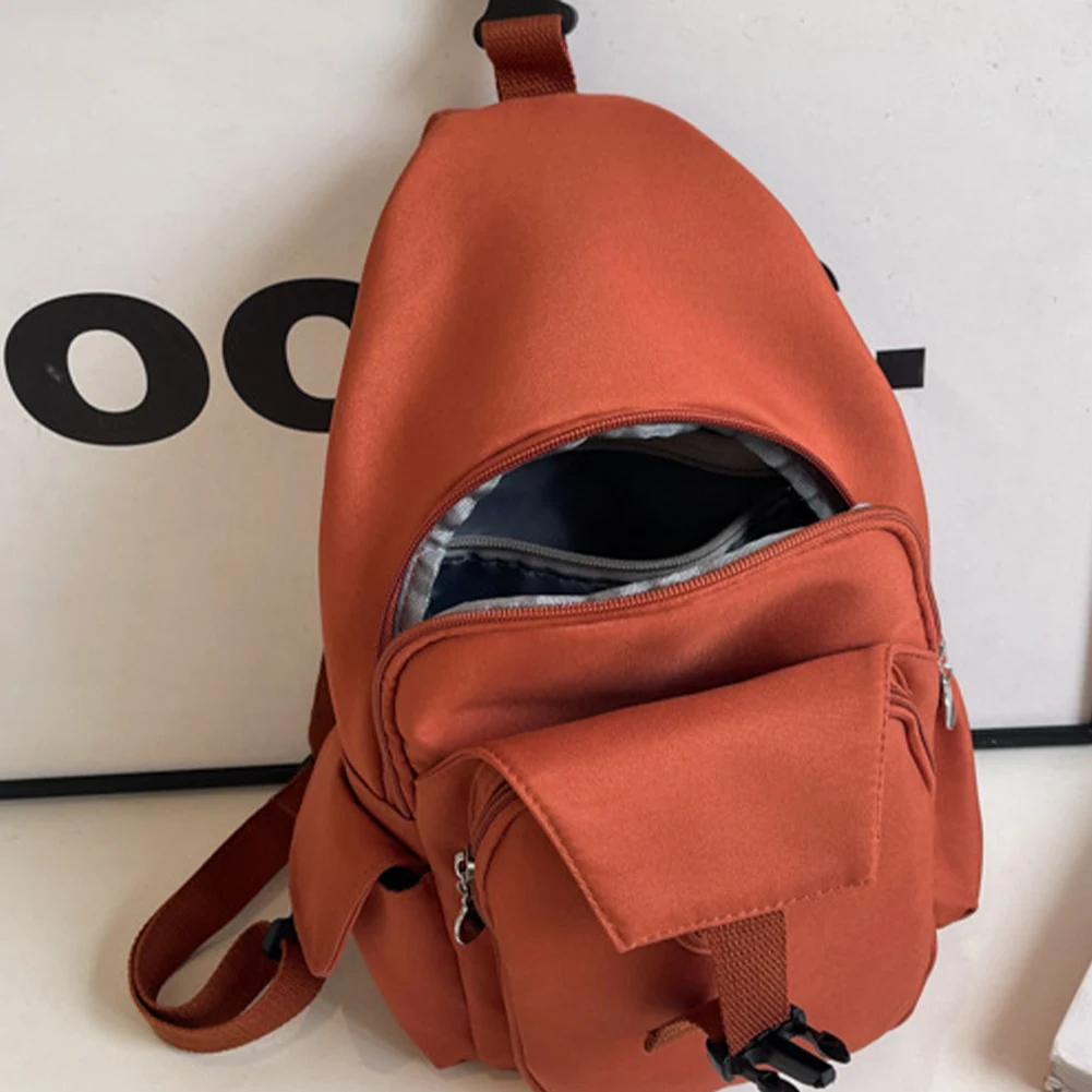 Outdoor Cycling Chest Bag Solid Color All-Match Sling Bag Multi Pocket Versatile Crossbody Bag Travel Commute Sports Backpack