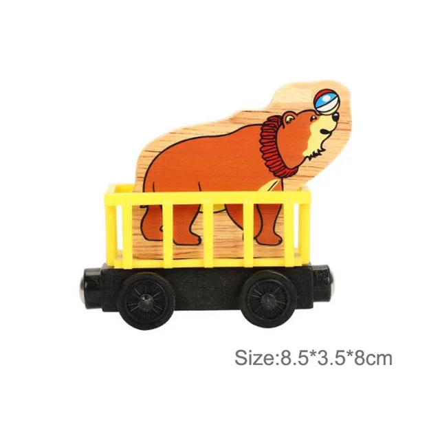 Magnetic Wooden Trolley and Vehicle Set for Kids – Educational Track Accessories and Toys