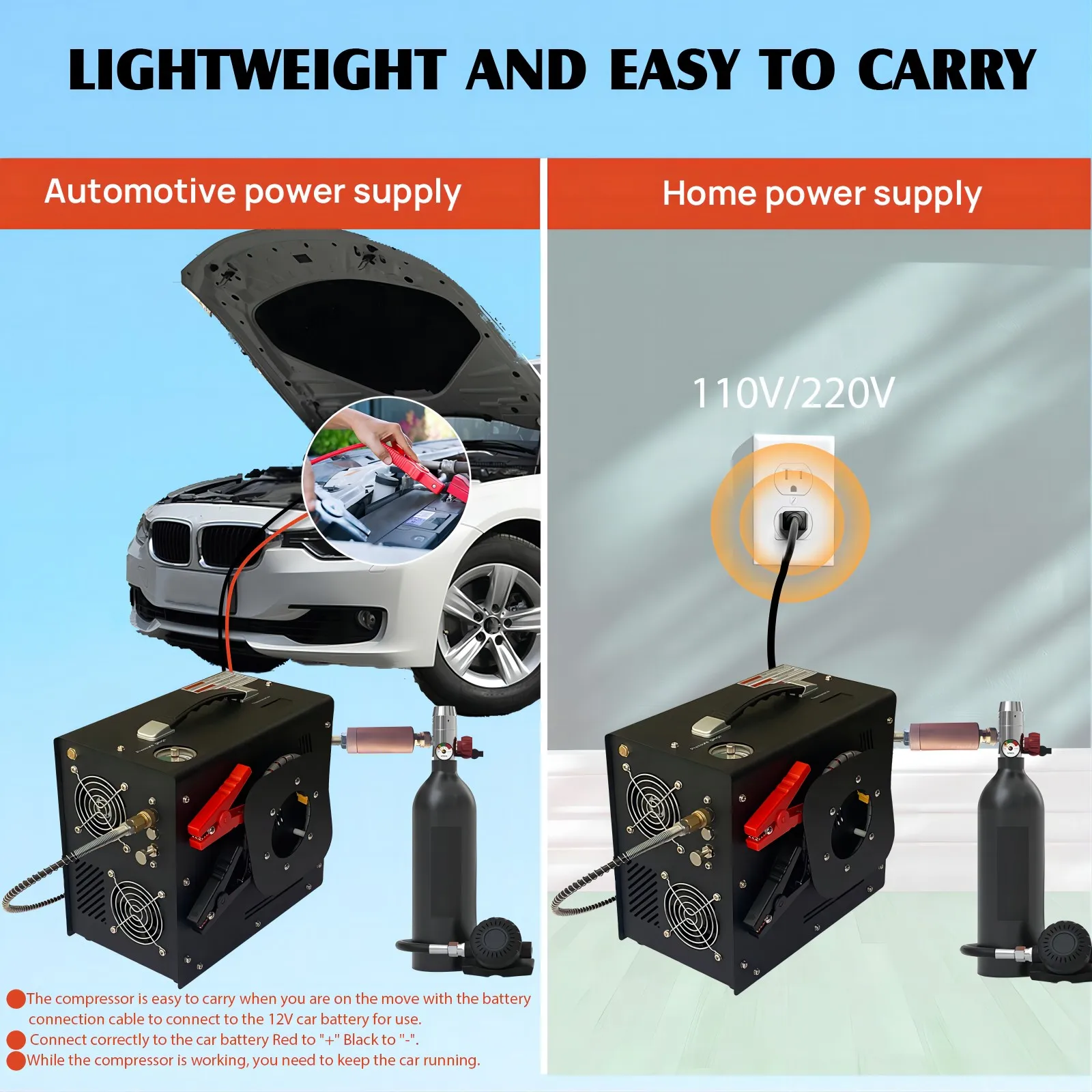 4500PSI PCP Air Compressor Built-in Adapter Auto-Stop Feature for Stable Performance