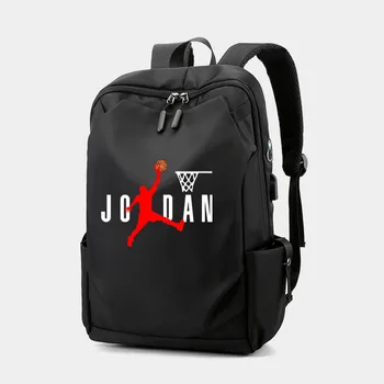 JODAN Letter Pattern Printed Canvas Men Women's Neutral Backpack Student Schoolbag Fashion Boy Girl Laptop Rucksack USB Port 1