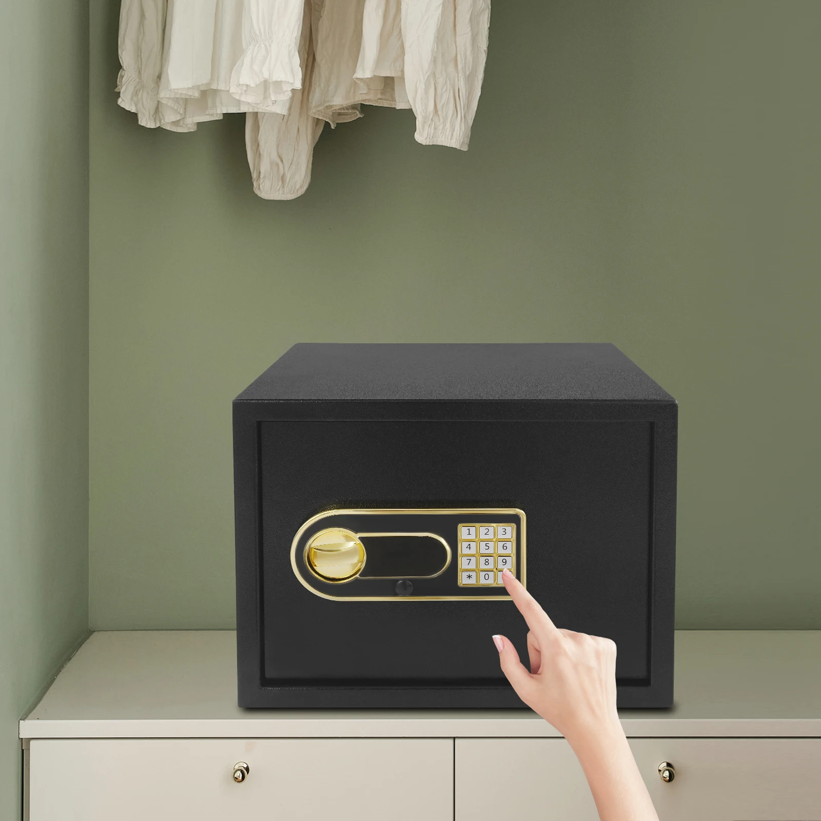 Interior of safe showing removable divider