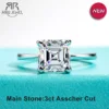 AnuJewel 3ct D Color Asscher Cut Moissanite Engagement Wedding Ring S925 Sterling Silver Rings For Women Jewelry Wholesale 1