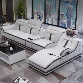 Lazy Gray Electric Sofas Armrest Luxury European Smart Curved Living Room Sofas Massage Relax Sofa Wohnzimmer Furniture For Home 1