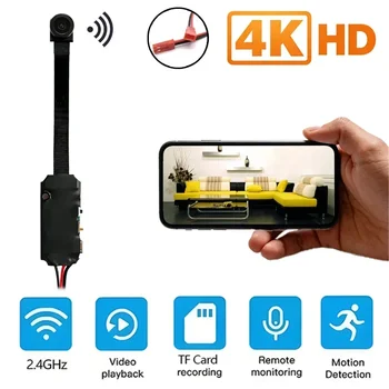 Telecamera WiFi Mini 4K HD Versione Aggiornata con Visualizzazione Remota e Rilevamento Movimento, Telecamera di Sorveglianza Fai-da-Te Stile Cameretta