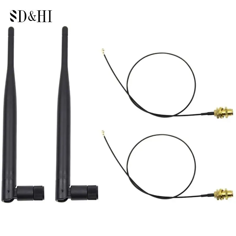 

1Pc 5dBi 2.4GHz 5GHz Dual Band WiFi RP-SMA Antenna With 21cm Length U.FL/IPEX To RP SMA Pigtail Cable