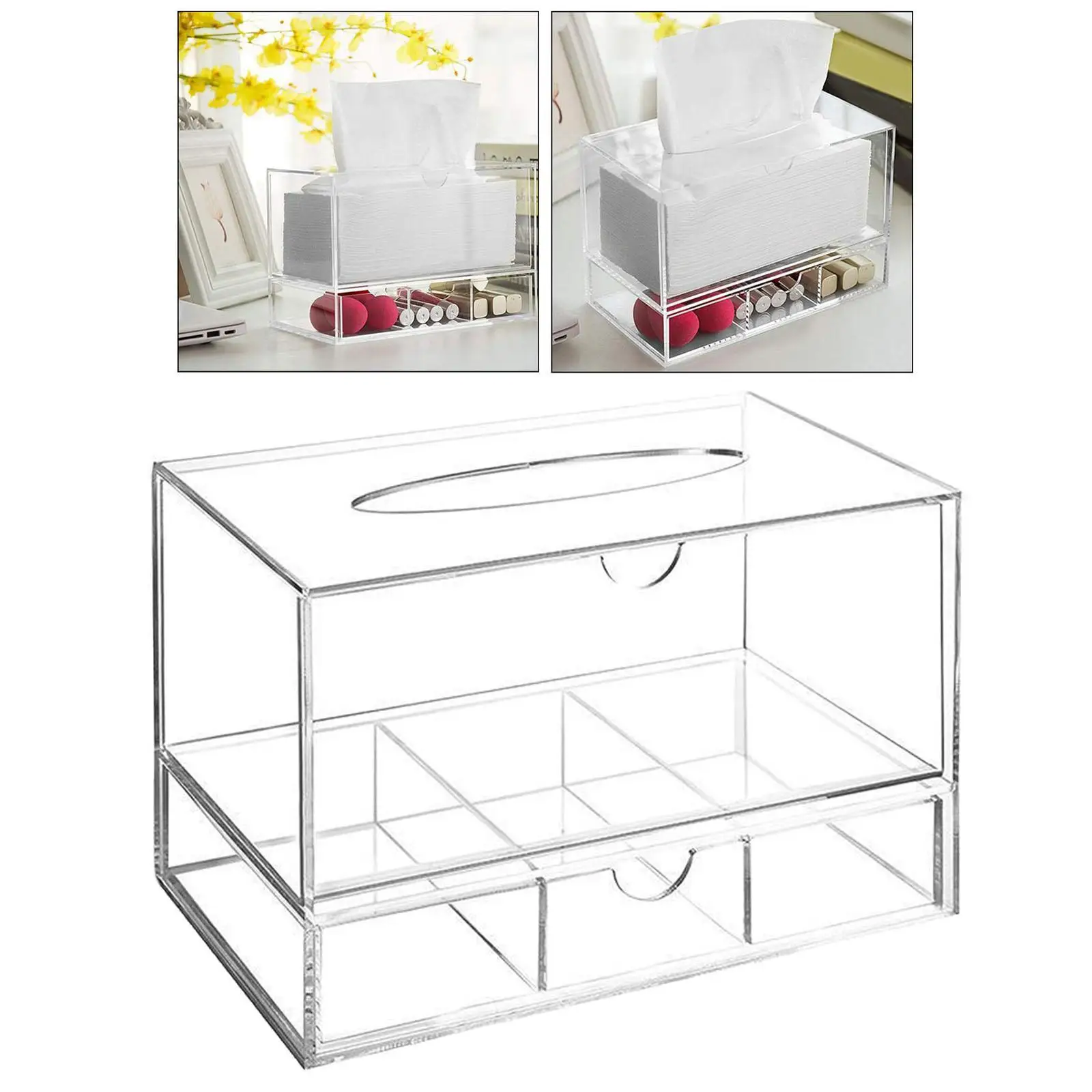 Acrylic Cosmetic Tissue Makeup Organizer Jewelry Storage Box Display Clear