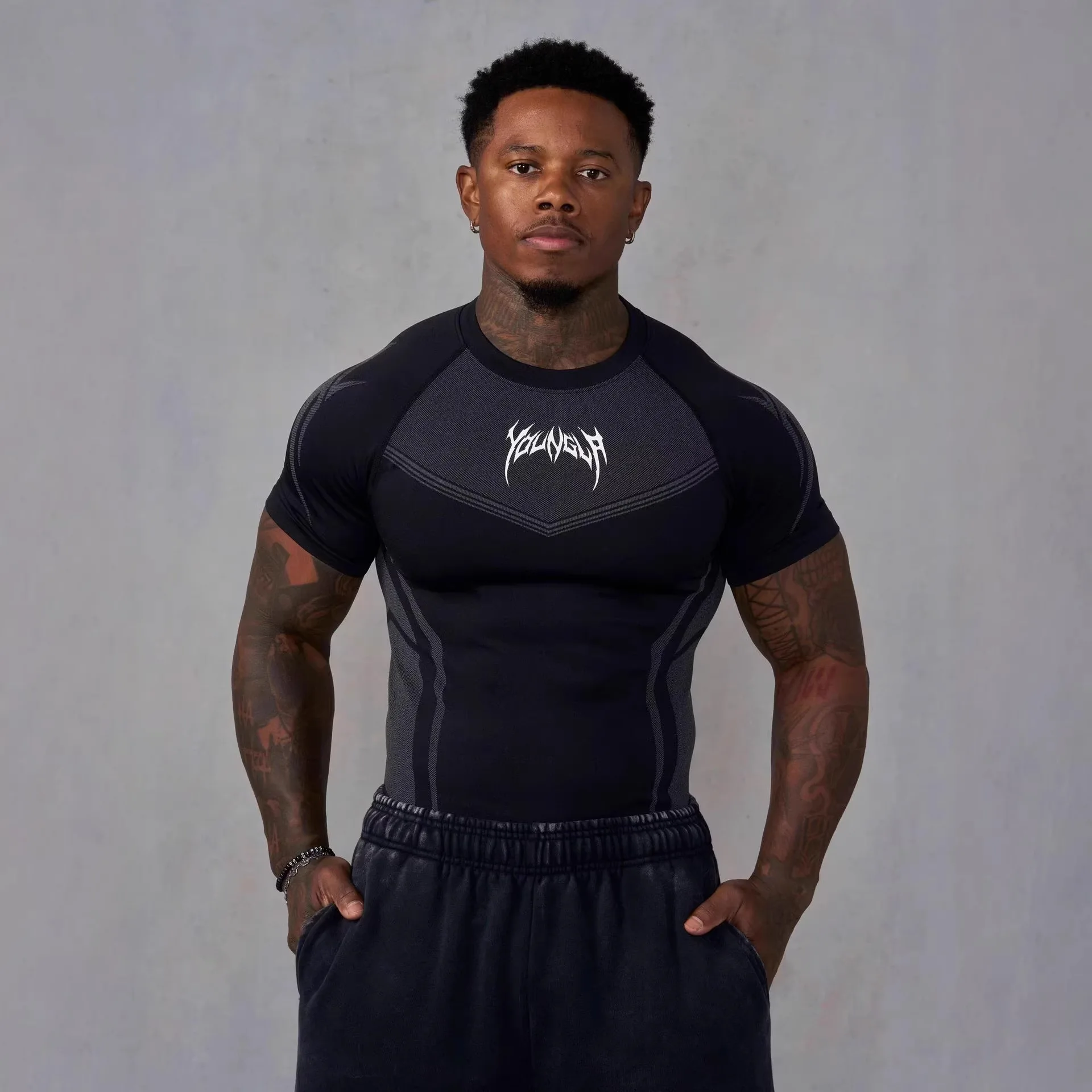Men's Quick Dry Compression Athletic Tee - Breathable Muscle Fit Workout Shirt