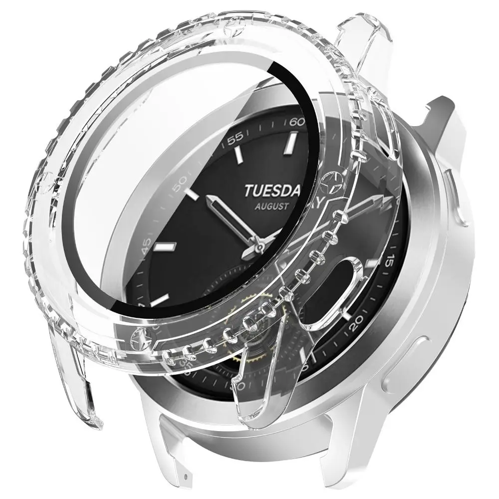 Full PC Protective Case For Xiaomi Watch S3 Screen Protector Case Cover + Tempered Glass Film Clear