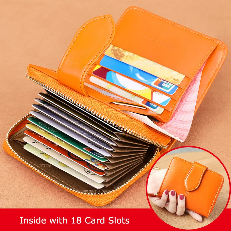 Oil Wax Women Wallet Genuine Leather Small Short Zipper Card