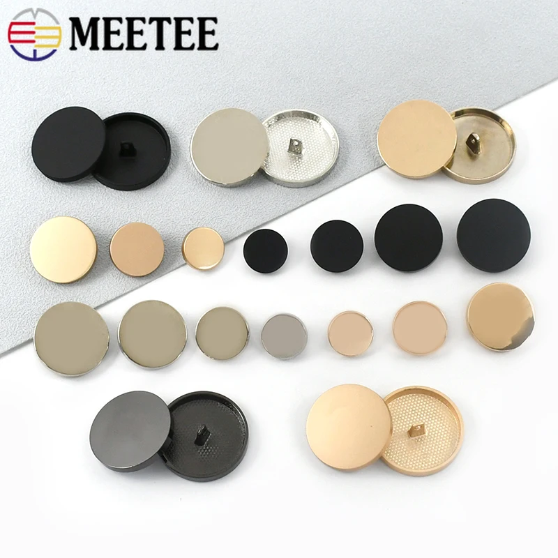 Luxury metal buttons with a circular design for high-end sewing, 10 pieces
