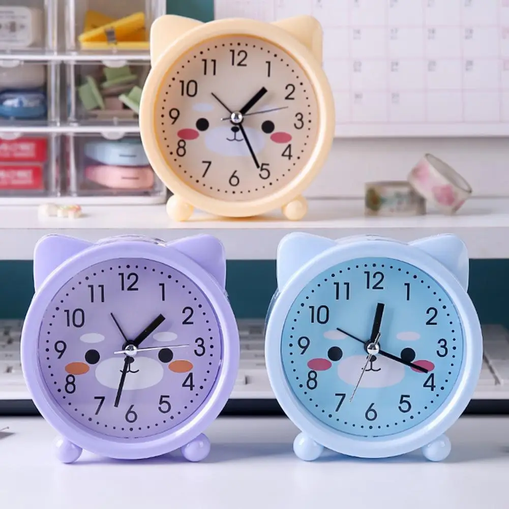 Alarm Clock Cute Cartoon Shape Silent Movement Battery Powered Portable Alarm Clock Bedroom Decoration 5