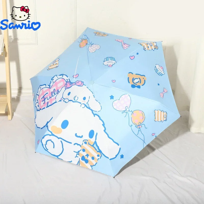 산리오 자외선 차단 우산 자외선 차단 이중 용도 시나모롤 접이식 자동 블랙 코팅 범퍼 천 선물