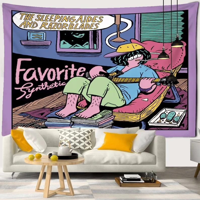 

Школьная эстетика украшение комнаты гобелен девушка хиппи настенный мультяшный музыкальный гитара Kawaii