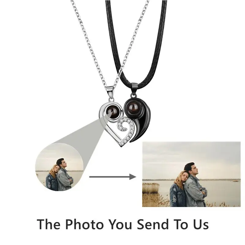 Personalized Projection Custom Photo Necklace for Women- Heart Pendant Necklace- Memorial Photo Necklace- Couple Gift Jewelry