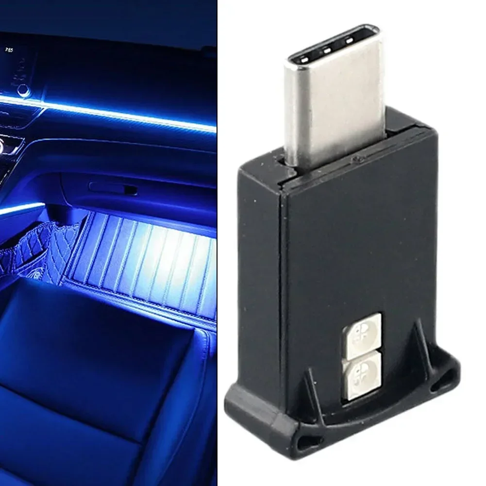 USB-Type-C Car Foot Light Auto Interior Plug And Play LED Neon Atmosphere Ambient Lamp Accessories
