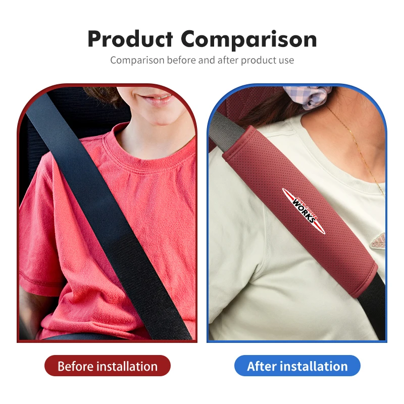 Car Seat Belt Shoulder Auto Adjuster Device Protection Pad For MINI Cooper R53 R52 R50 One JCW Clubman Countryman WORKS