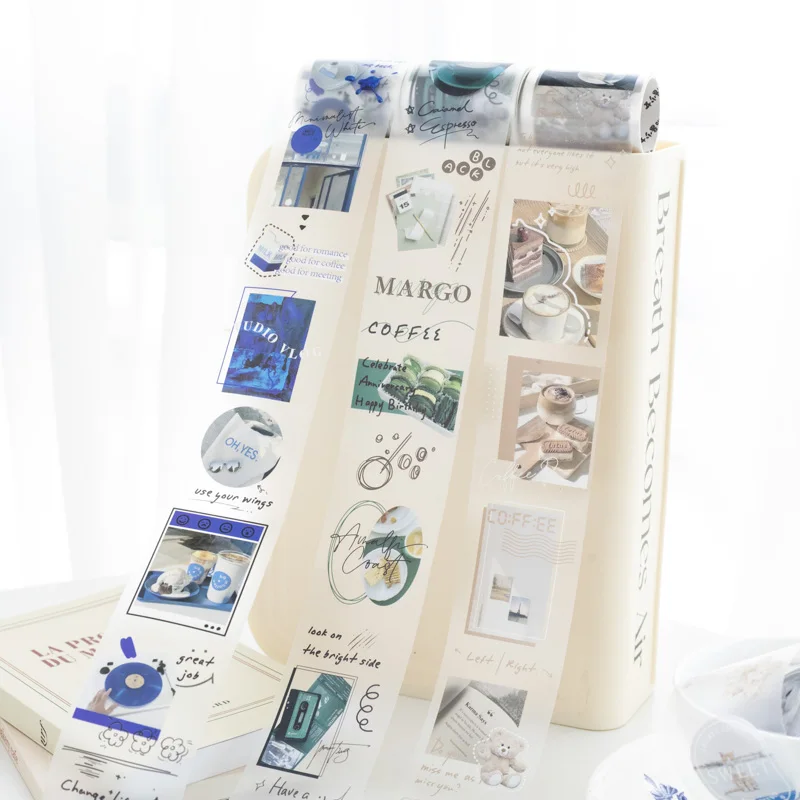 Yoofun 5x200cm Vintage Collage PET Tape The Poems for Coffee Landscaping Material Creative DIY Journal Masking Tape 4
