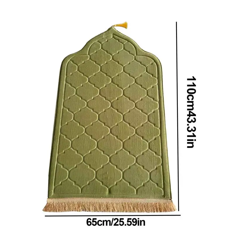 Prayer Mat Thick Tassel Trim Flannel Carpet Embossed Irregular Floor Carpets With Tassel For Festival Short pile non-slip carpet