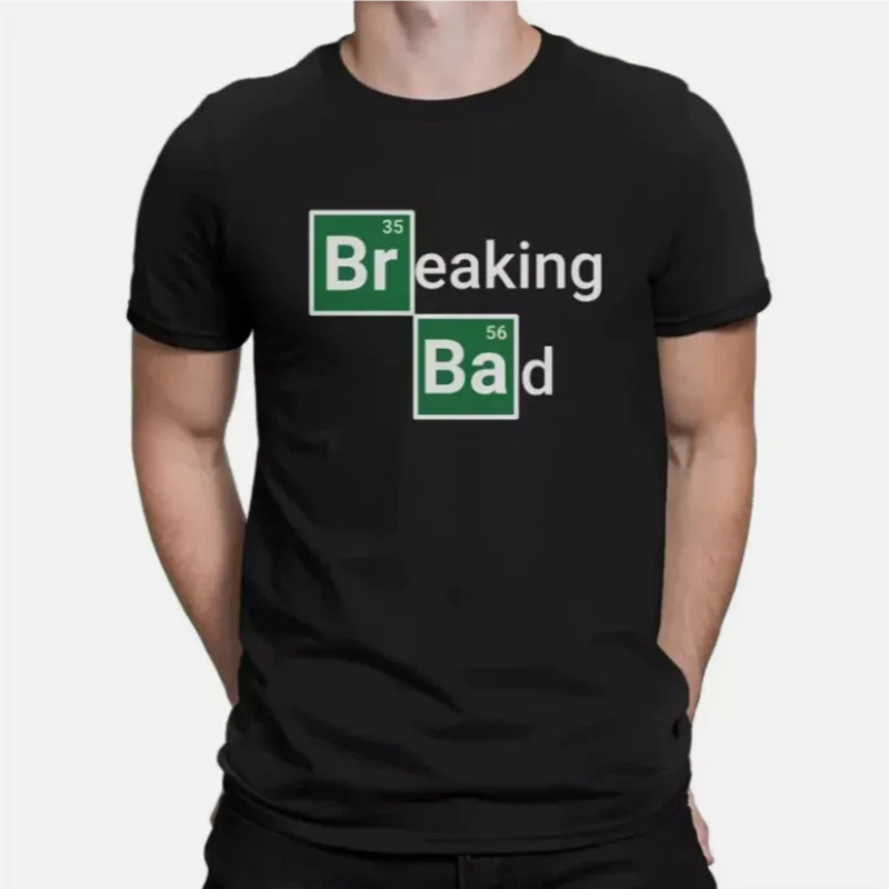 Men's T-Shirts Sign Vintage 100% Cotton Tees Short Sleeve B-Breaking Bad T Shirt Crewneck Clothes Summer Fashion Ins Tops