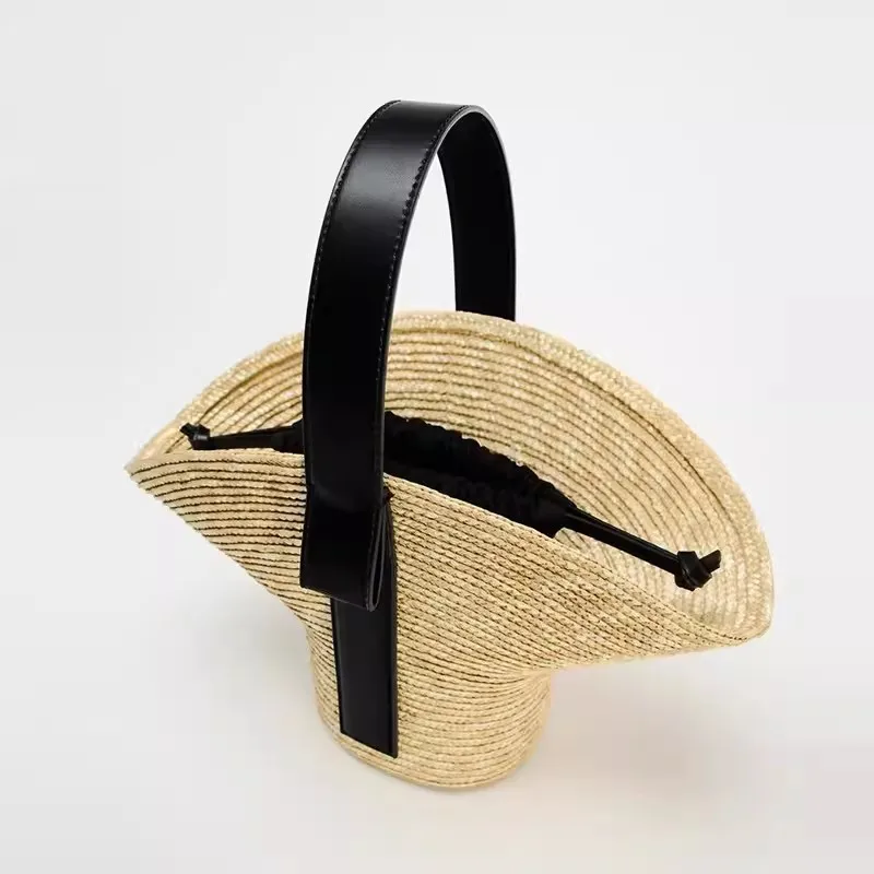 Casual Wicker Woven Basket Bags Rattan Women Handbags Handmade Summer Beach Straw Tote Bag Designer Shoulder Crossbody Bag 2024