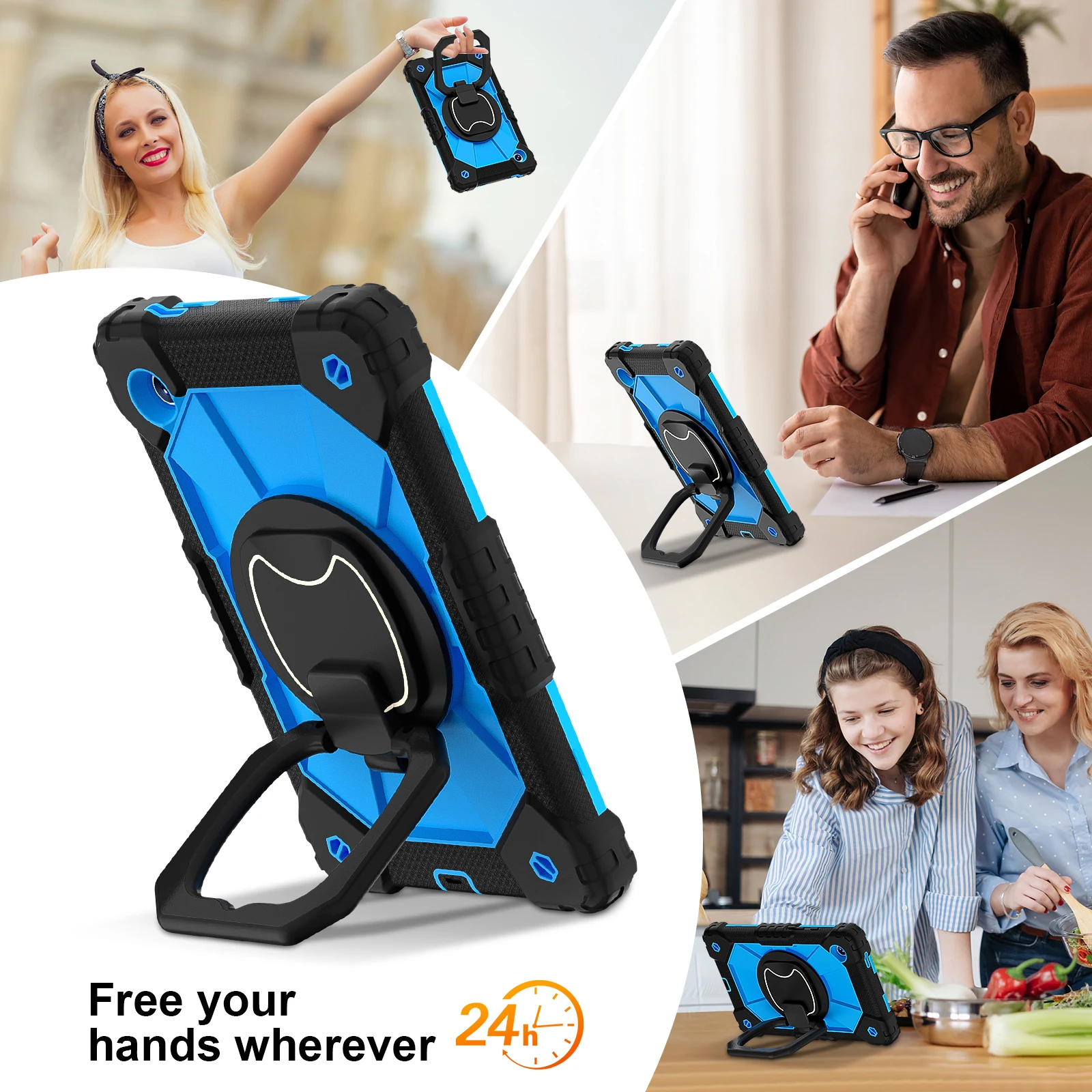 360-Degree Rotating Kids Tablet Case with Shoulder Strap