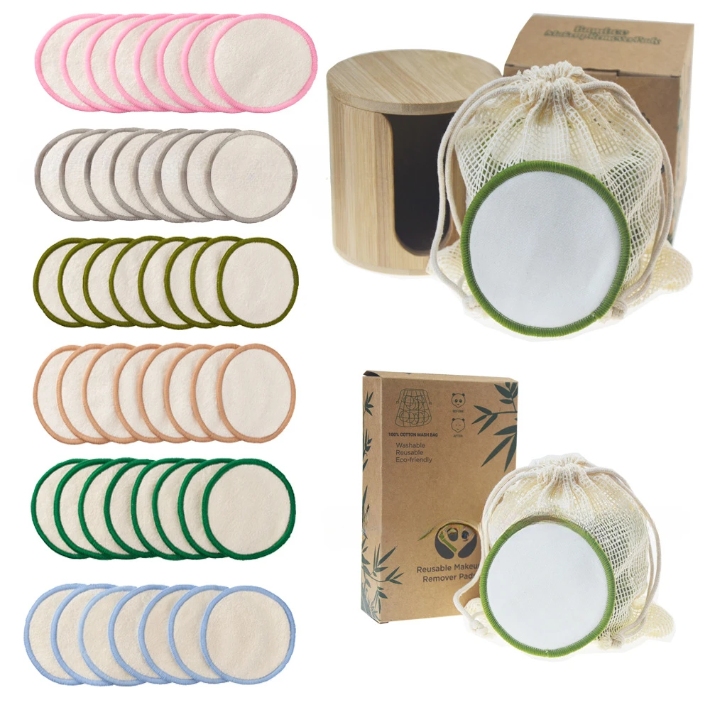 

16Pieces Eco Friendly Reusable Makeup Remover Pads for Adults and Kids Bamboo fiber makeup remover pad washable velvet skincare