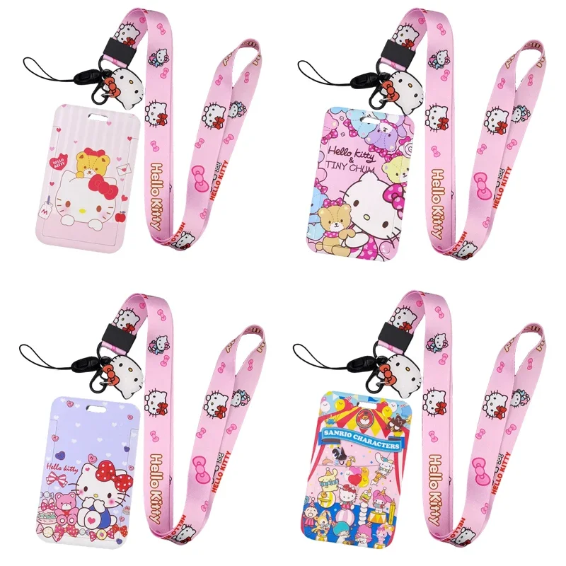 Card holder Cartoon Kawayi Cute Kuromi Melody Purin Dog Kt Cat Bank Credit ID Card Student Bus Card Holders Storage Protective Shell Pendant