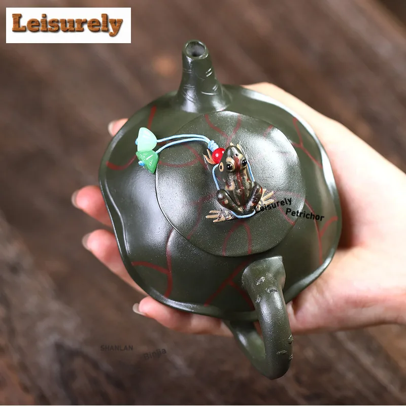 170ml Classic Yixing Purple Clay Teapots Handmade Frog Pot Raw Ore Green Mud Kettle With Filter Chinese Zisha Tea Set Cha Craft