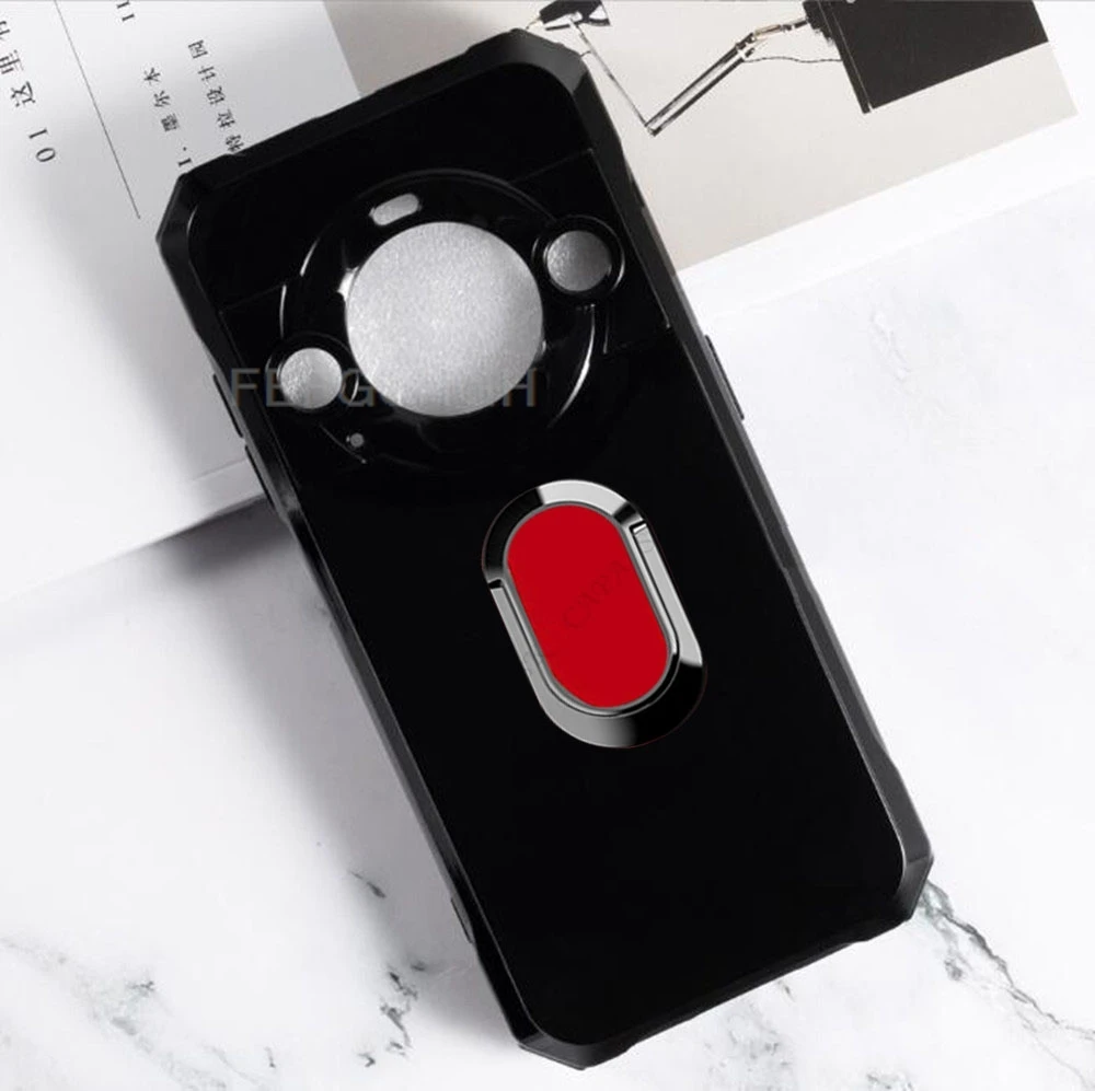 Premium Ring Holder Bracket Phone Cover - Black Silicone TPU Case