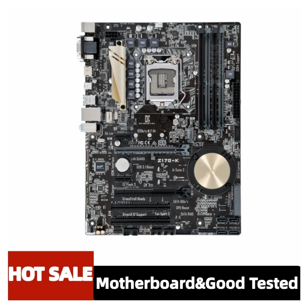 

LGA 1151 Motherboard DDR4 For Z170-K 64GB USB3.1 M.2 PCI-E 3.0 SATA 3 ATX Intel Z170 For Sixth gen Core i5-7500 cpu