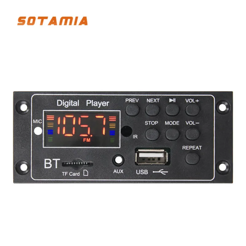 

SOTAMIA Bluetooth 5.0 Decoder LCD Display MP3 Decoder Music Player WMA WAV APE FLAC Support USB TF AUX DIY Home Audio Amp 10Pcs