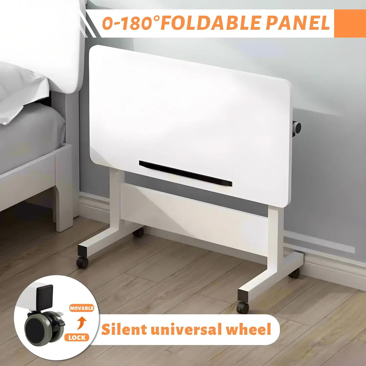 Rolling Desk Adjustable Height,Portable Laptop Desks,Small Standing Desk with Wheels for Home Office