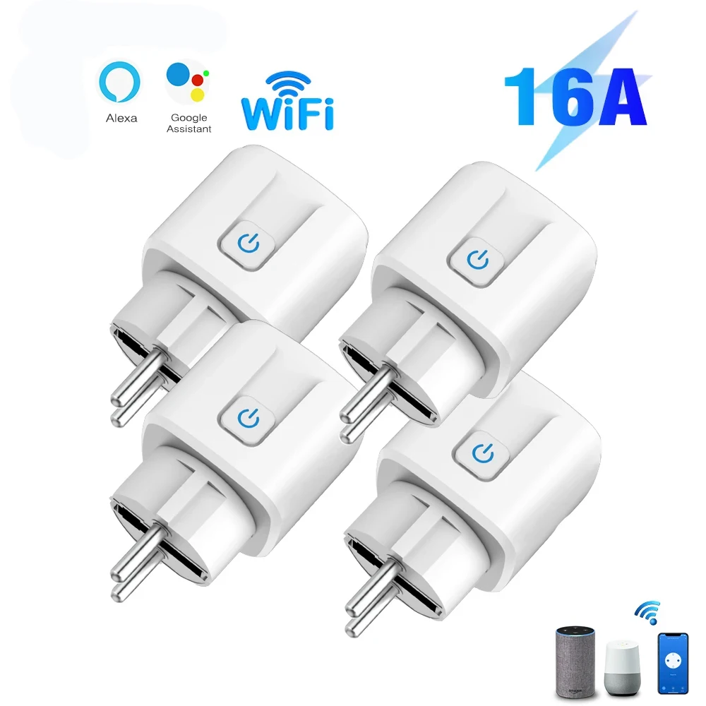 Tuya WiFi Smart Plug 16A/20A EU สมาร์ทซ็อกเก็ต Power Monitor Timing Smart Life สนับสนุน Alexa Google Home Yandex SmartThings 1