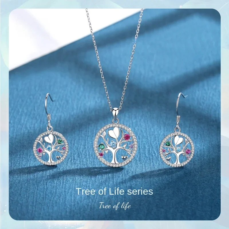 

2024 925 Sterling Silver Tree of Life Women Earrings Necklace Suit Charm Light Luxury Valentine's Day Wedding Fine Jewelry Gifts